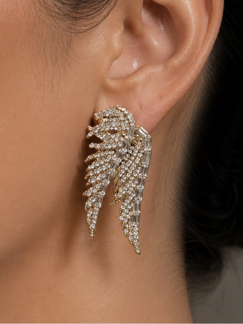 Crystal Angel Wing Statement Earrings - Women Jewelry